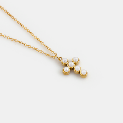 Savi Pearl Cross Necklace