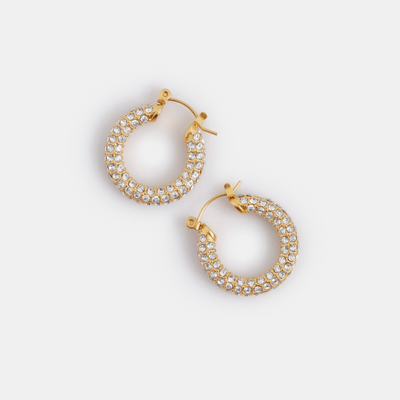 LOLA gold rhinestone ball earrings